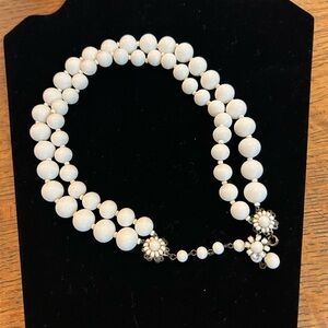 Vintage Miriam Haskell Milk Glass Necklace.